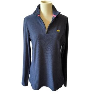 MAGNOLIA LANE TECH LS 1/4 ZIP GOLF POLO PERFORMANCE MASTERS DIAMOND MAP LOGO M